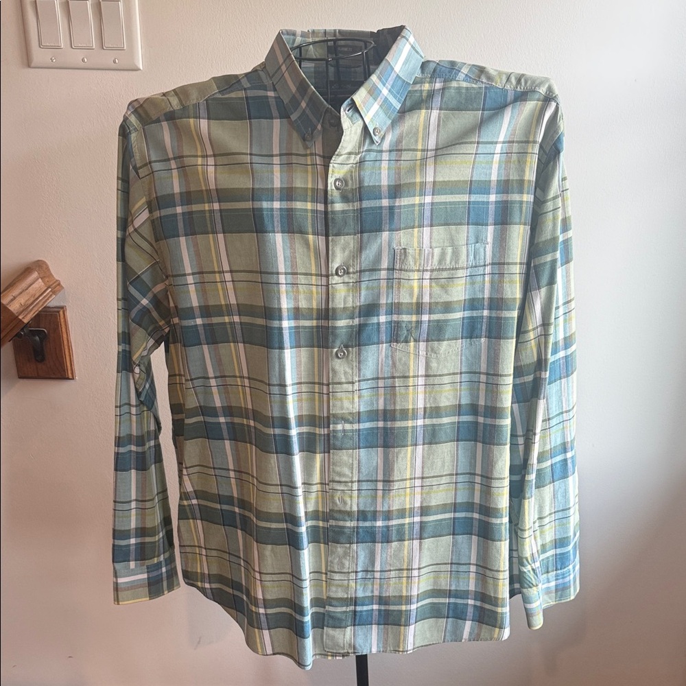 Eddie Bauer Men's Casual Plaid Shirt - Blue, Green, Yellow